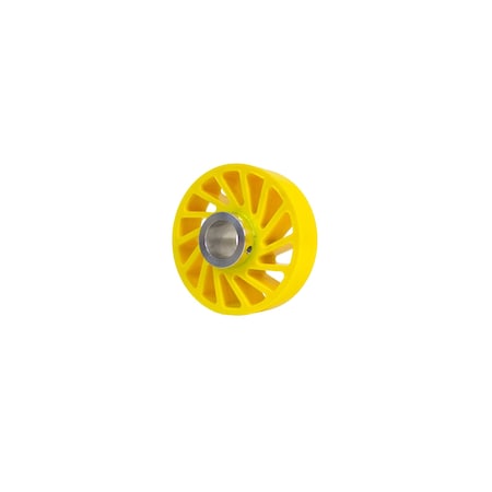 Meridian Laboratory No Crush Drive Wheel, 4in OD X 1in WD X 1in Bore, ML6 Polyurethane, 40A, Yellow NCW-380-40A